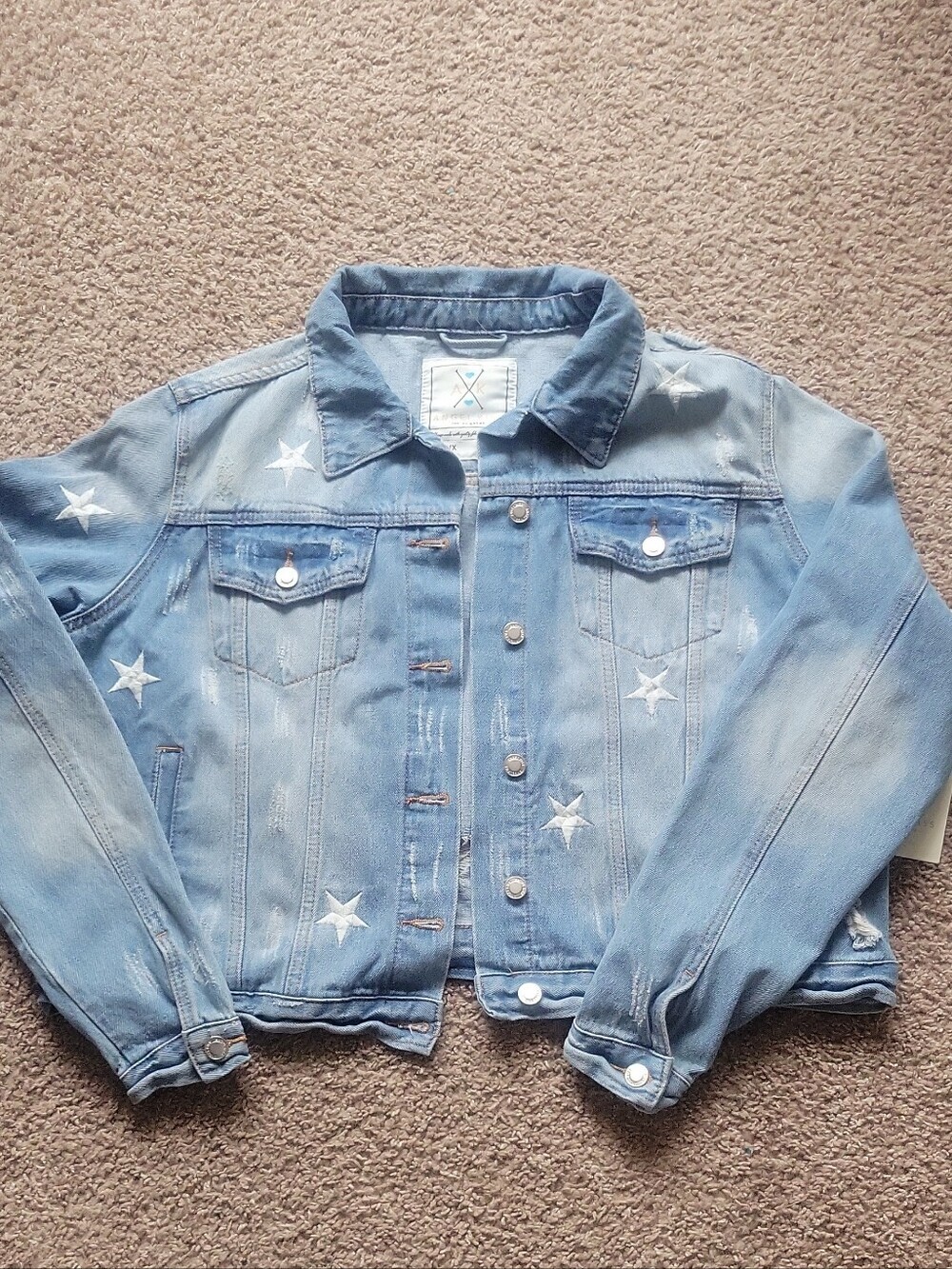Angel Kiss Light Blue Denim Jacket with White Star Embroidery Sz 1X